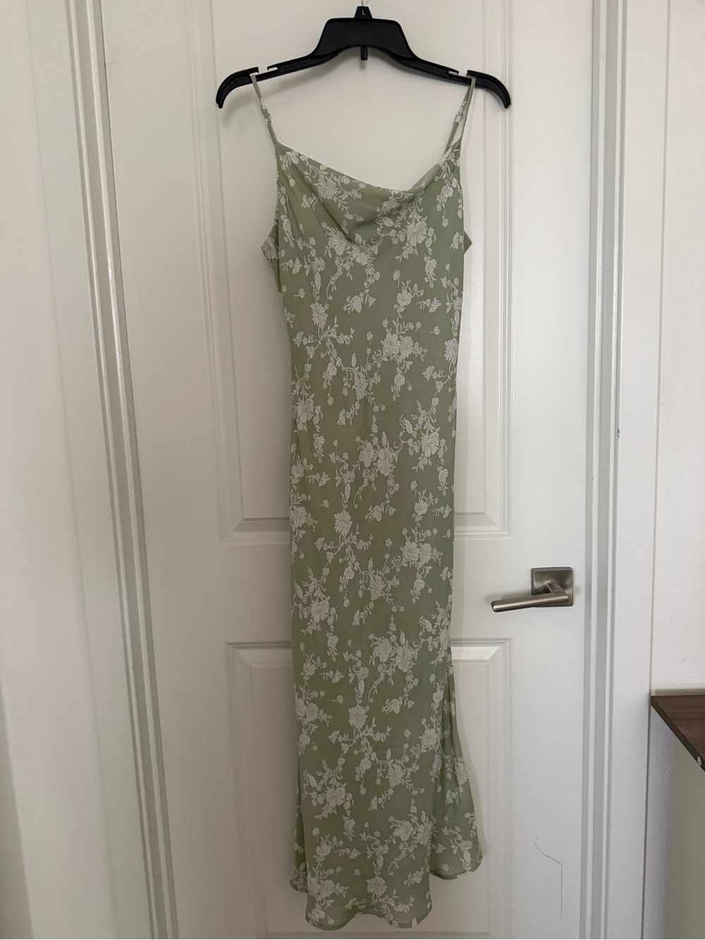 Altar'd State Sage Green Floral Cowl Midi Slip Dress